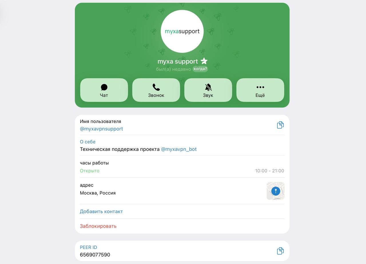 Обращение в поддержку Happ Plus в Telegram